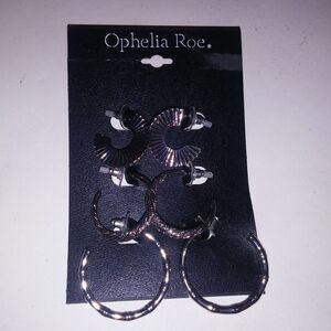 Ophelia Roe Womens Set of 3 Hoop Earrings Silver Finish New